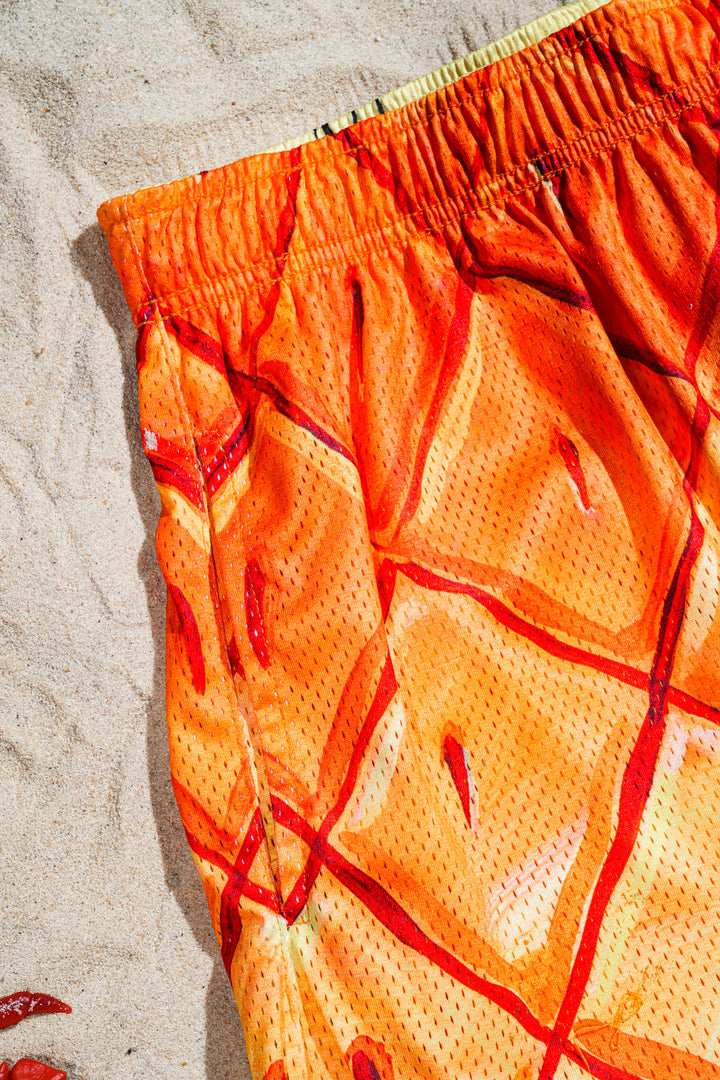 Jellyfish Drills Reversible Mesh Shorts in Yellow Orange