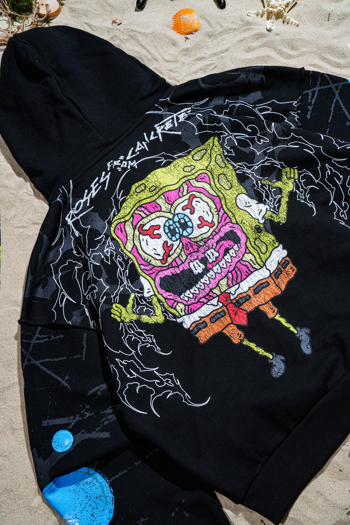 Grimebob Squarepants Civil Zip Up Hoodie in Black