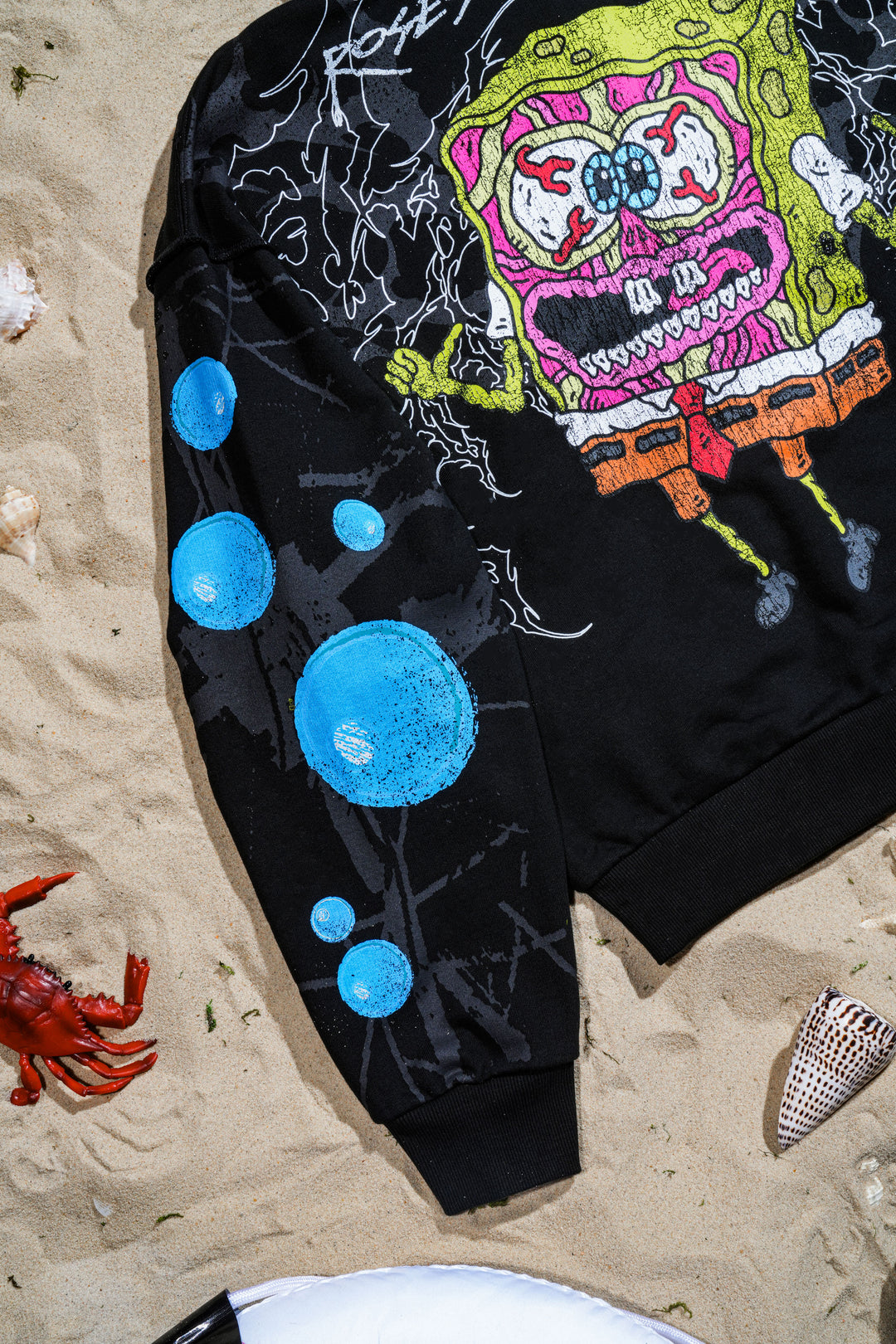 Grimebob Squarepants Civil Zip Up Hoodie in Black
