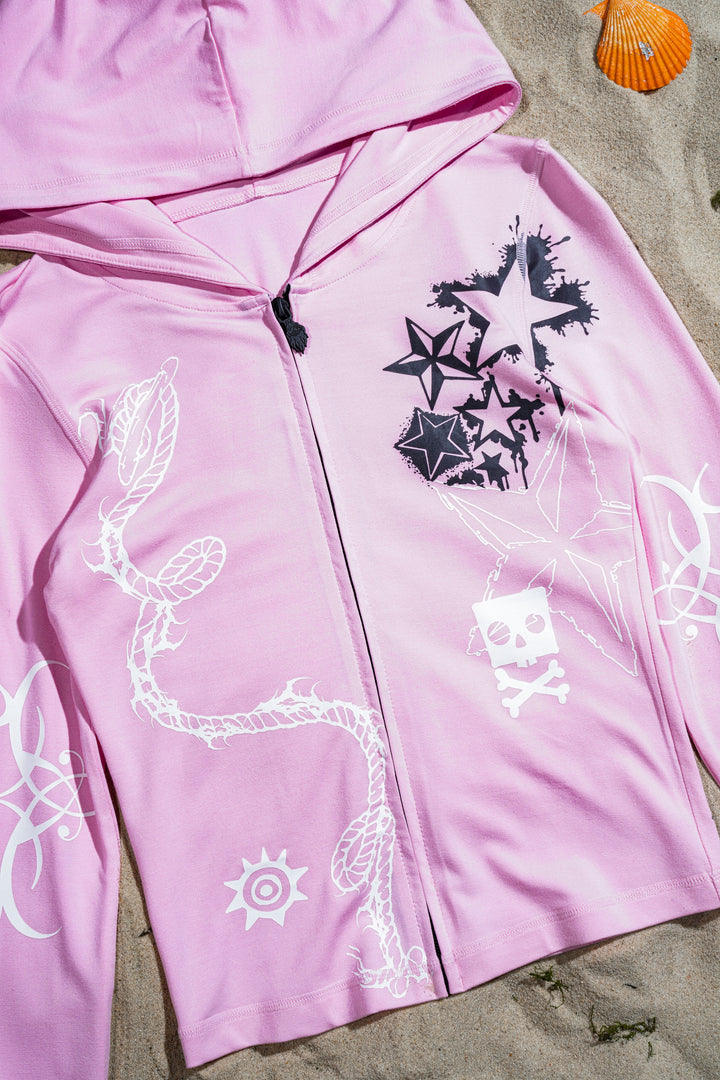 Anchor Love Pookie Zip Up Hoodie in Lux Pink