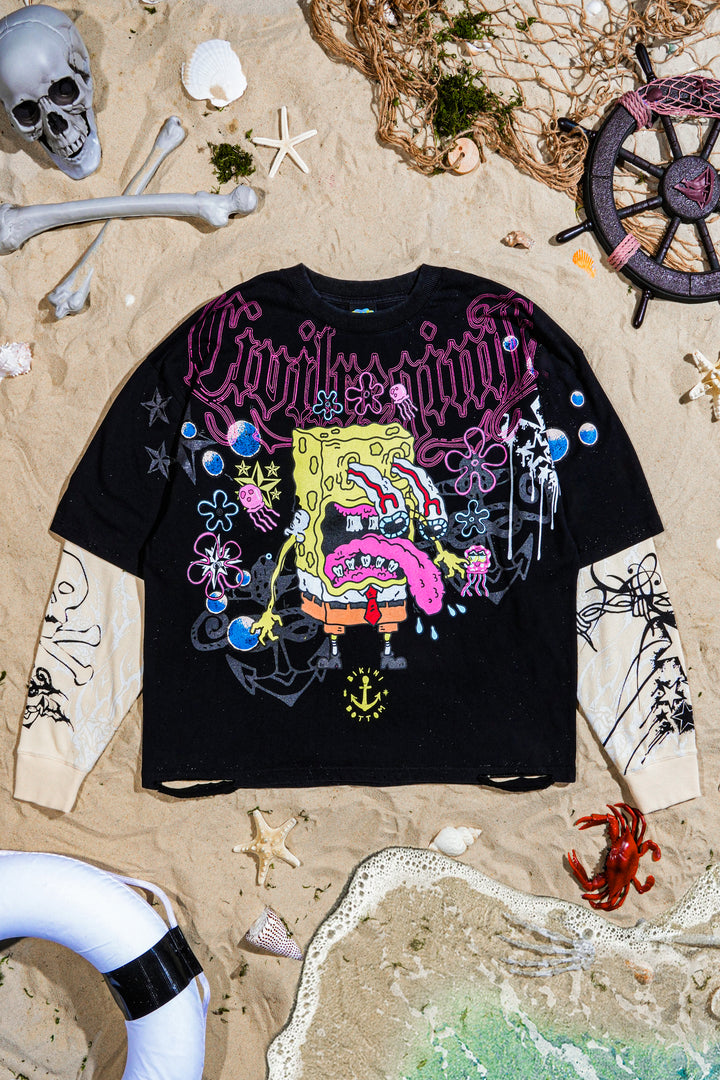 Beneath The Surface Distressed Twofer in Vintage Black/Butter