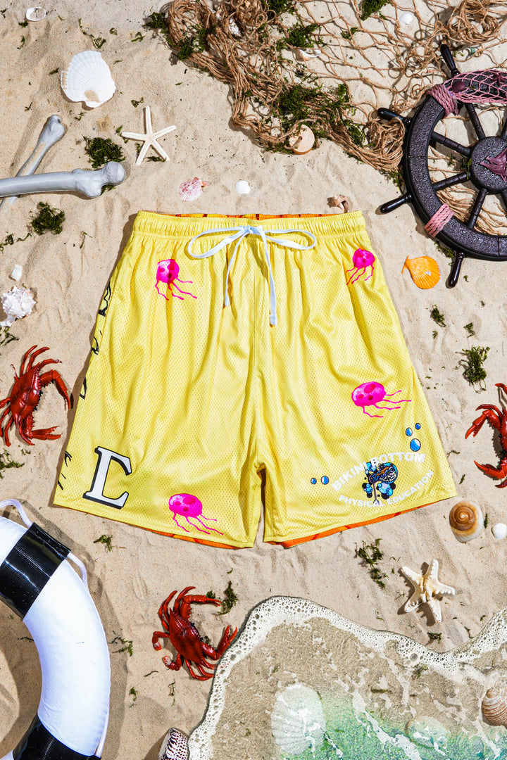 Jellyfish Drills Reversible Mesh Shorts in Yellow Orange