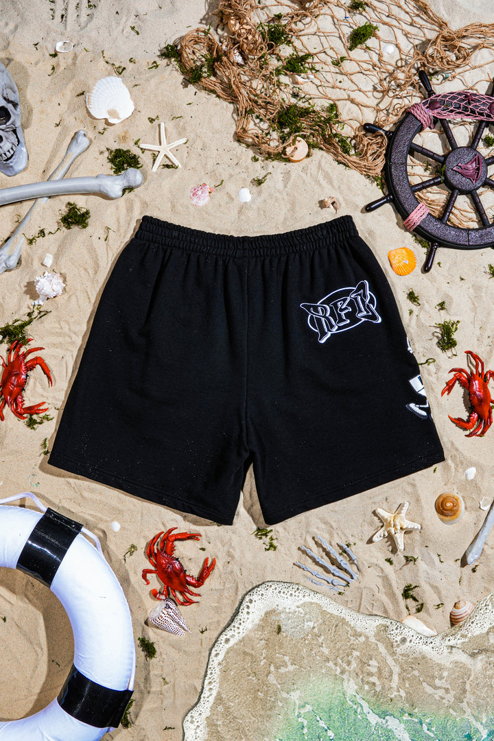 Grimebob Shortpants Baggy Shorts in Black