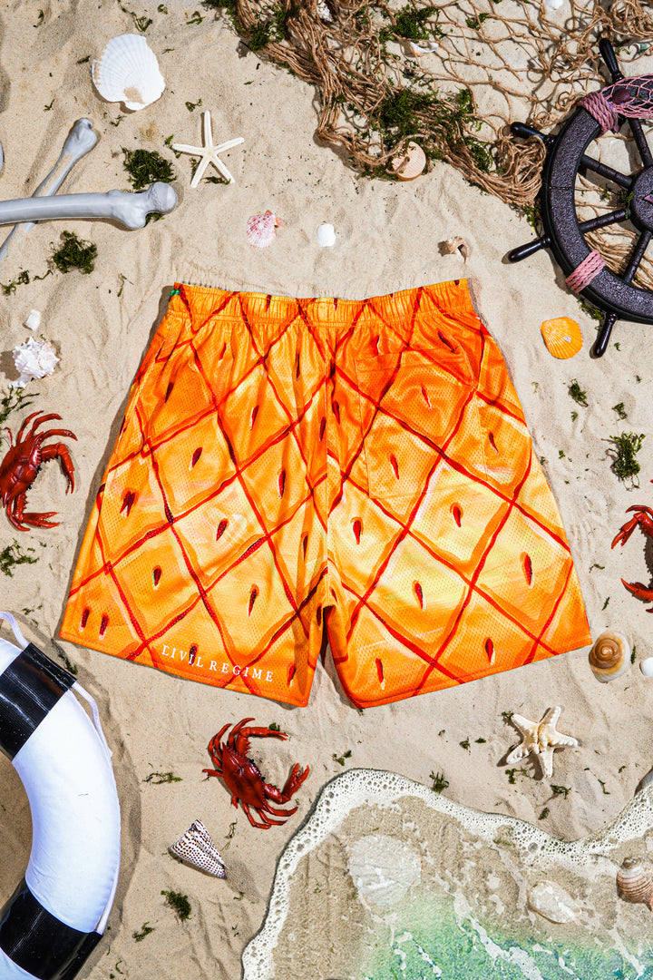 Jellyfish Drills Reversible Mesh Shorts in Yellow Orange
