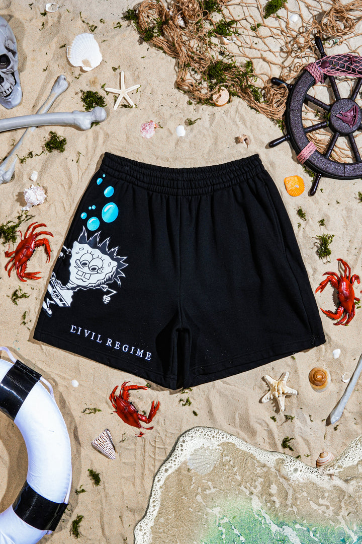 Grimebob Shortpants Baggy Shorts in Black