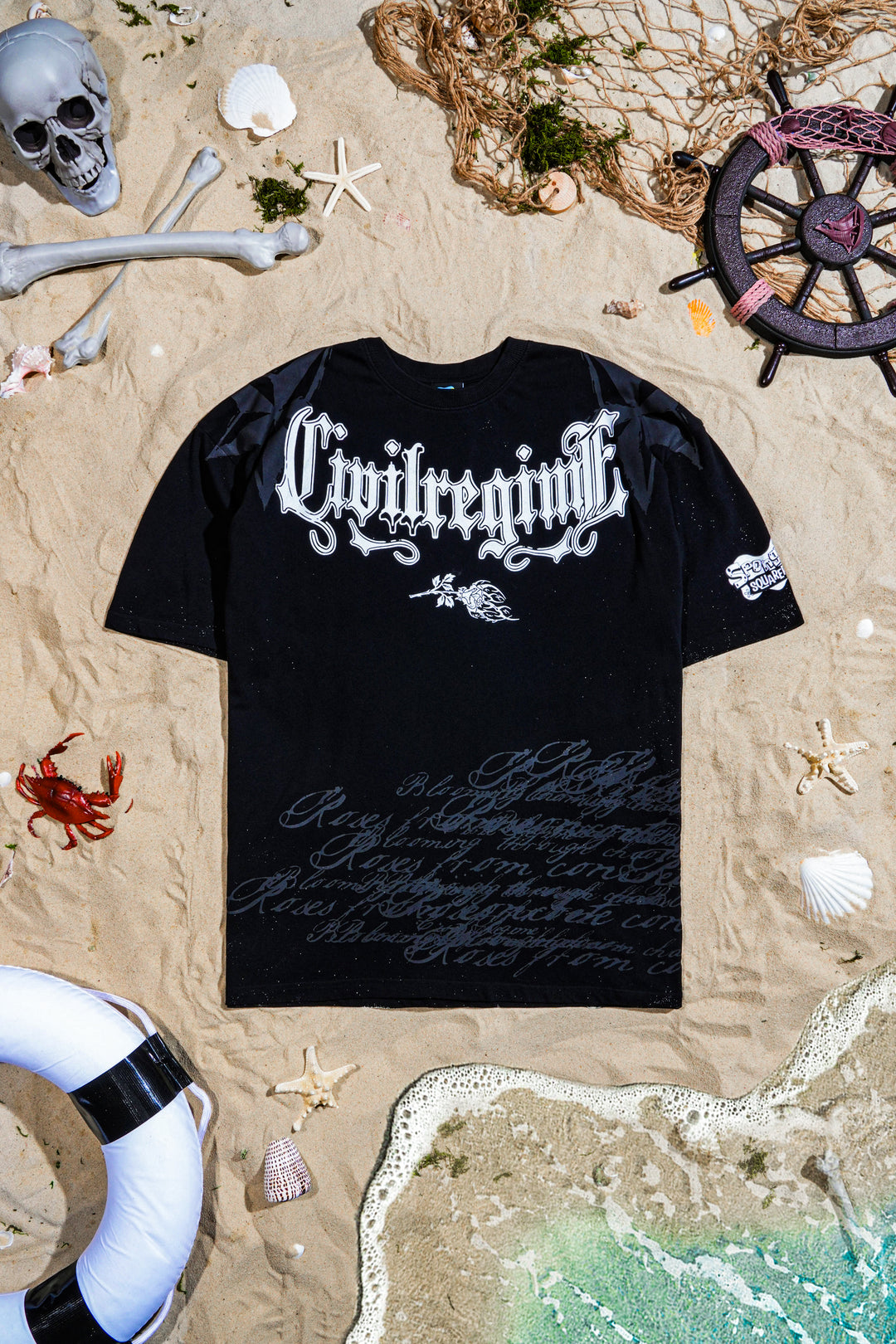 Barnacle Burnouts American Classic Oversized Tee in Black