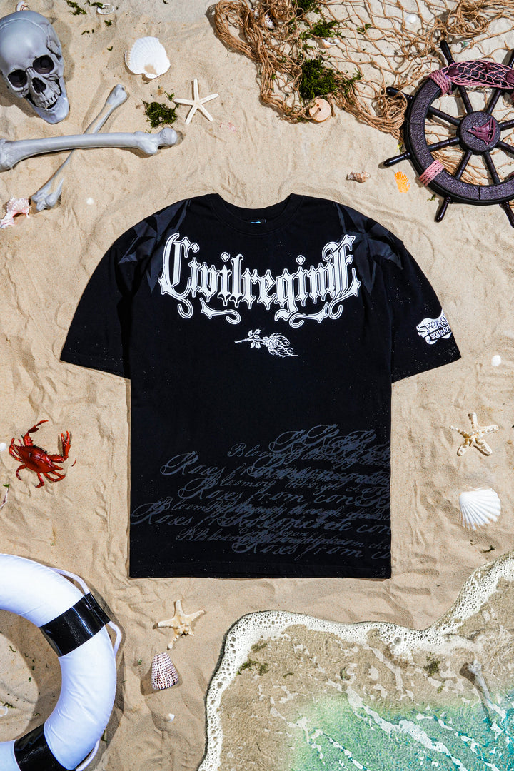 Barnacle Burnouts American Classic Oversized Tee in Black