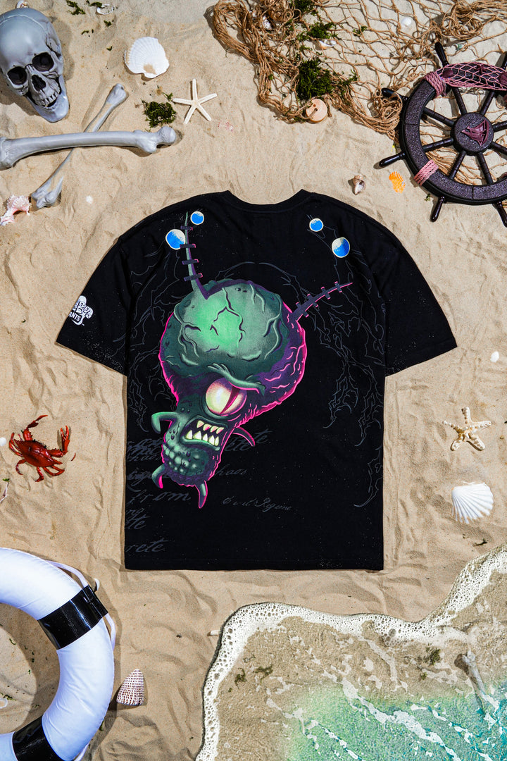 Barnacle Burnouts American Classic Oversized Tee in Black