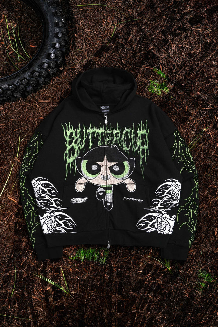 Buttercup Civil Zip Up Hoodie in Black