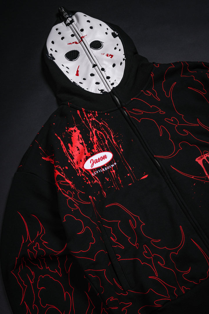 Silent Killer Full Zip Up Hoodie in Vintage Black