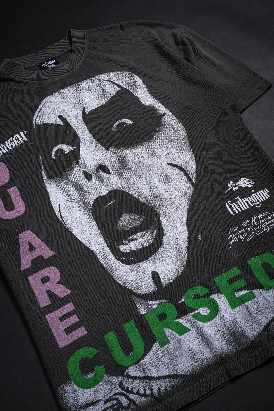 Cursed Regime American Classic Oversized Tee in Vintage Ashes