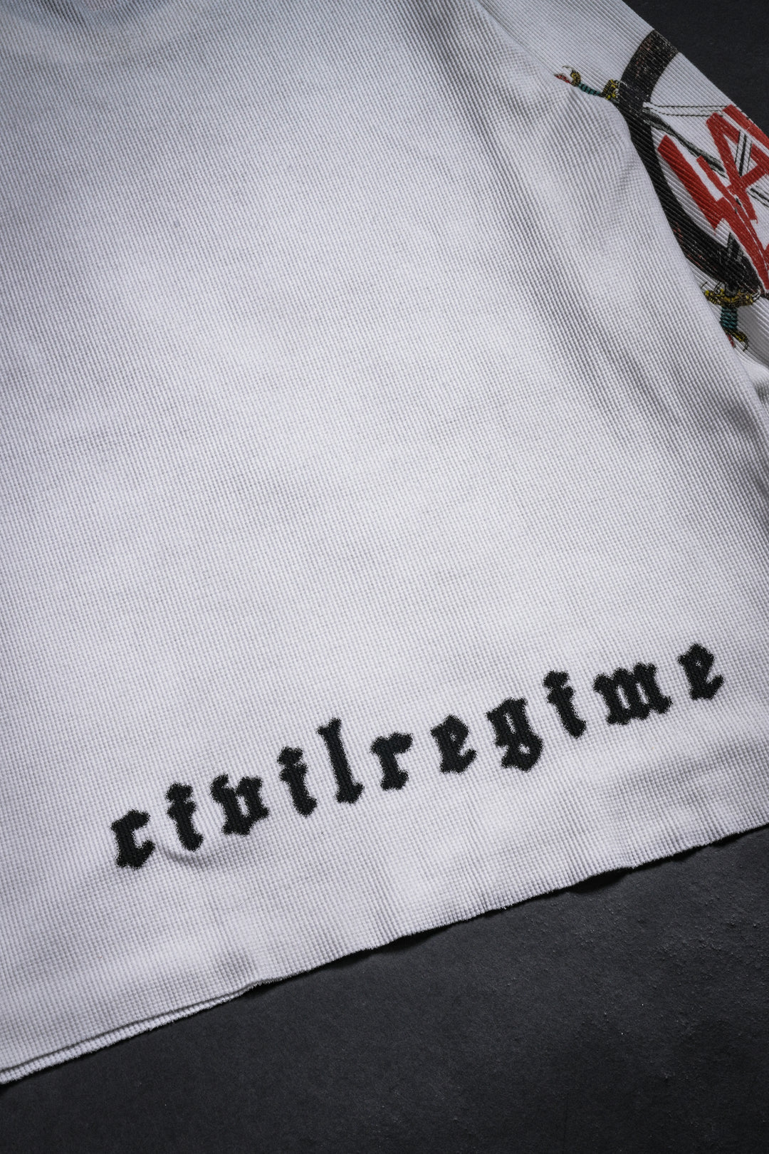 Sacrifice All Raw Edge L/S Waffle Thermal in Stained White