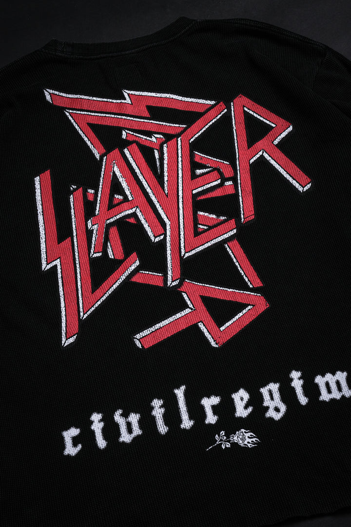 Intrusion Raw Edge L/S Waffle Thermal in Vintage Black