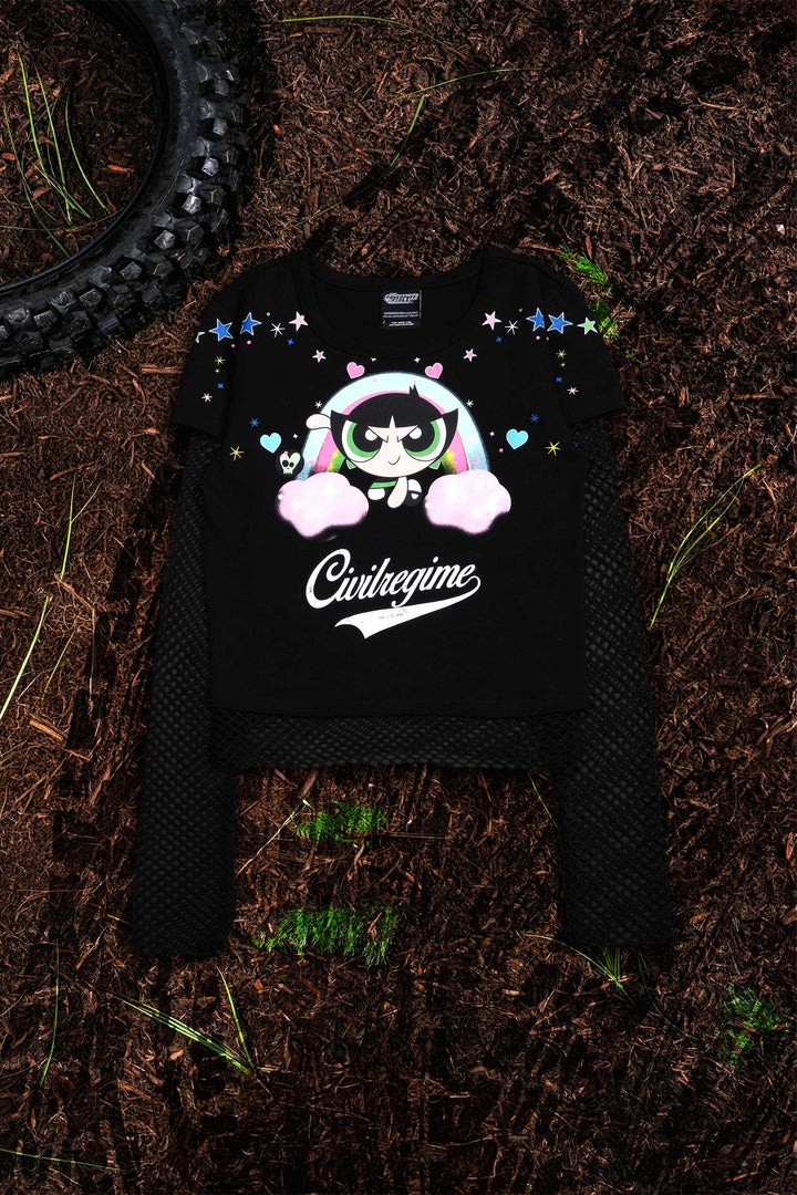 Rage Baby Hellveil Mesh Twofer in Black