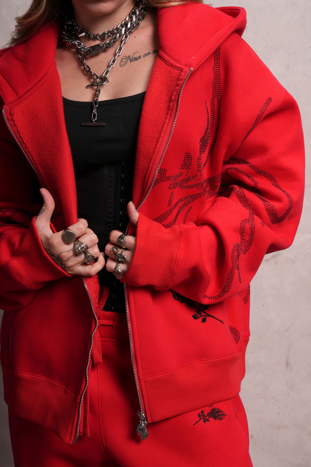 Trail Of Ashes Zip Up Hoodie in Cherry Red