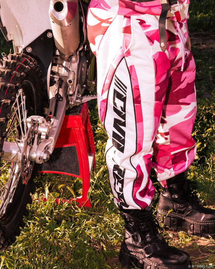 WMX Dept Civil Eternal Wide Leg Fleece Pants in Baby Pink Camo