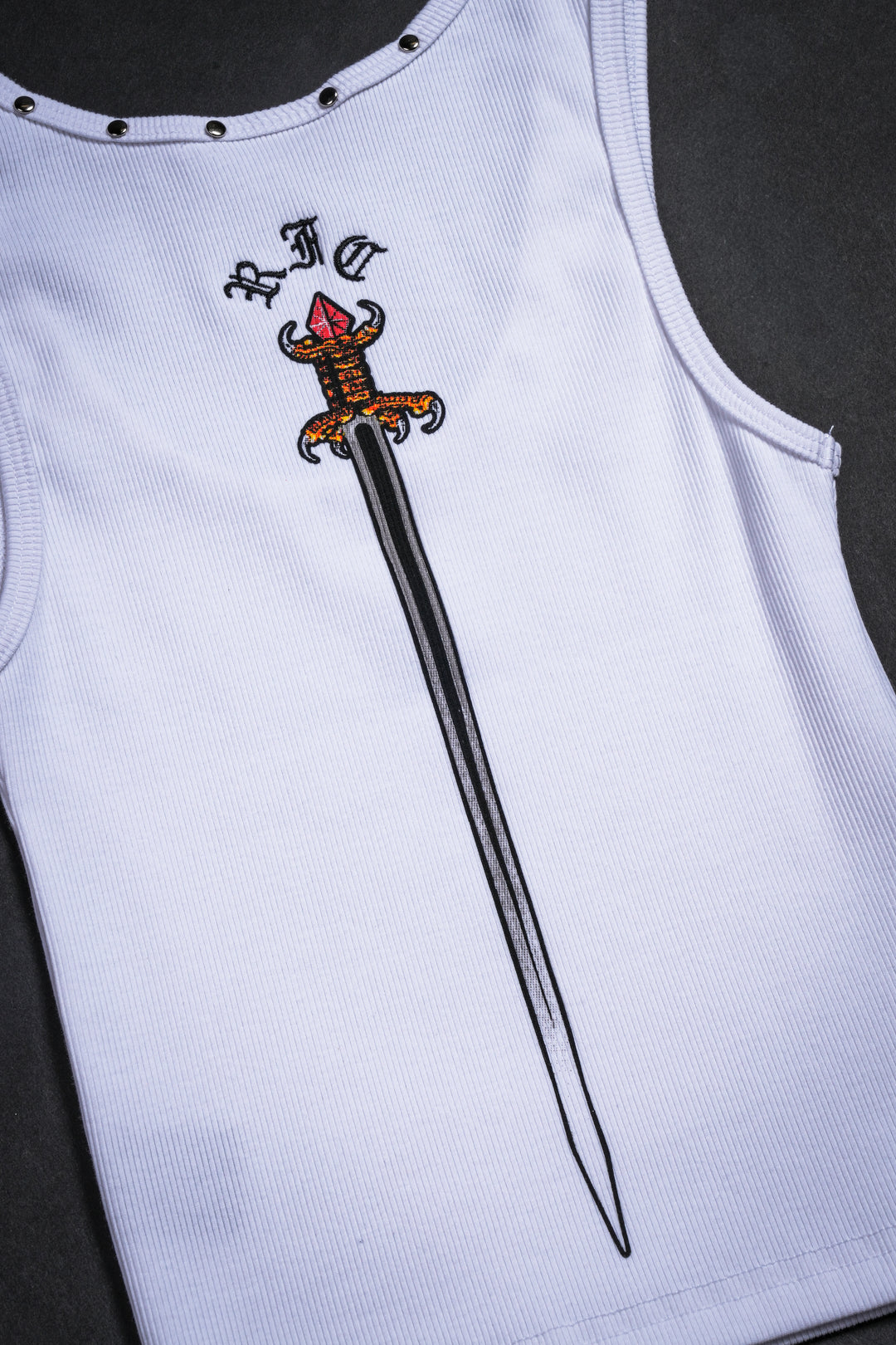 Die By The Sword Cropped Ribbed Tank in White