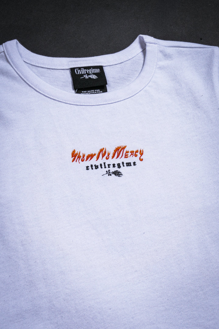 No Mercy Baby Tee in White