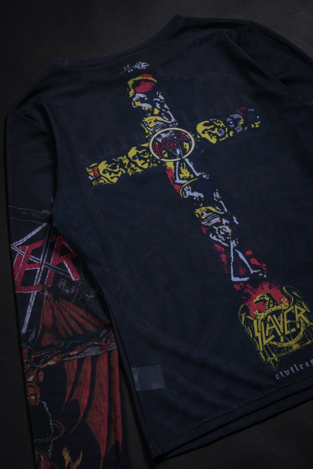 Unforgiven Mesh Cropped L/S Tee in Black