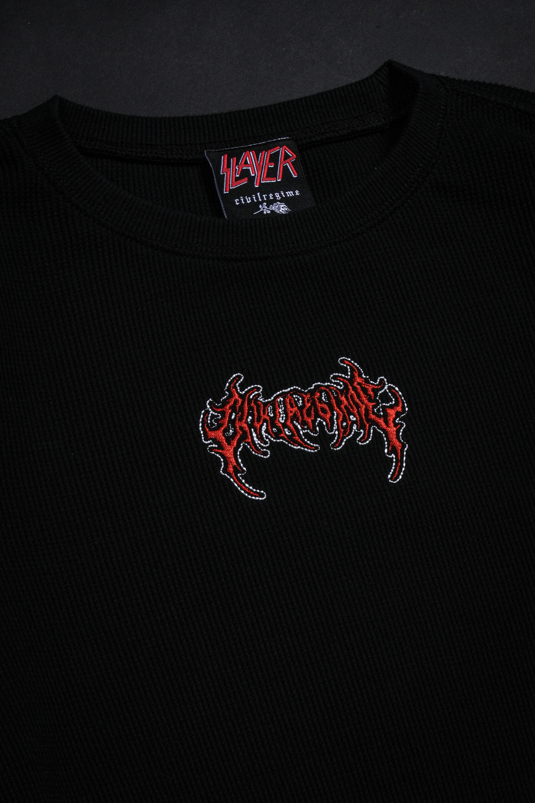 Delusions Crop L/S Waffle Thermal in Black