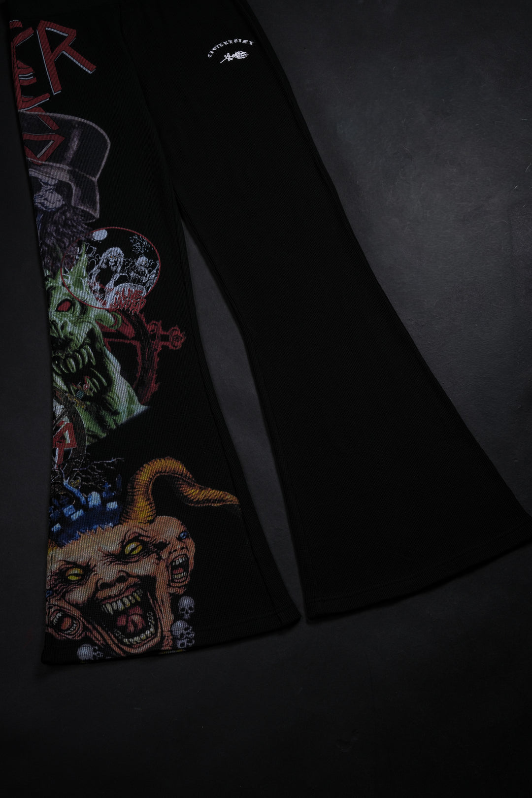 Delusions Waffle Thermal Flared Leggings in Black