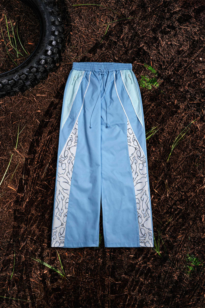 Bubble Trouble Track Pants in Pale Blue