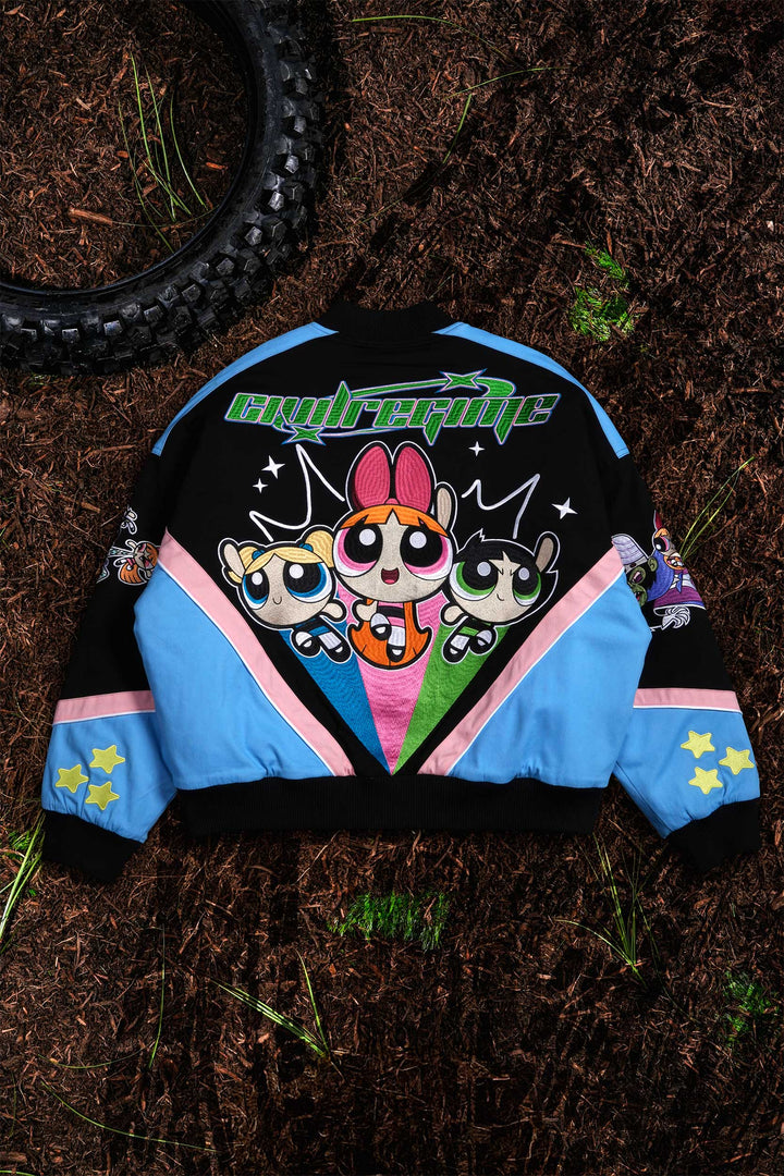 Everything Nice Racing Jacket in Black/Sky Blue