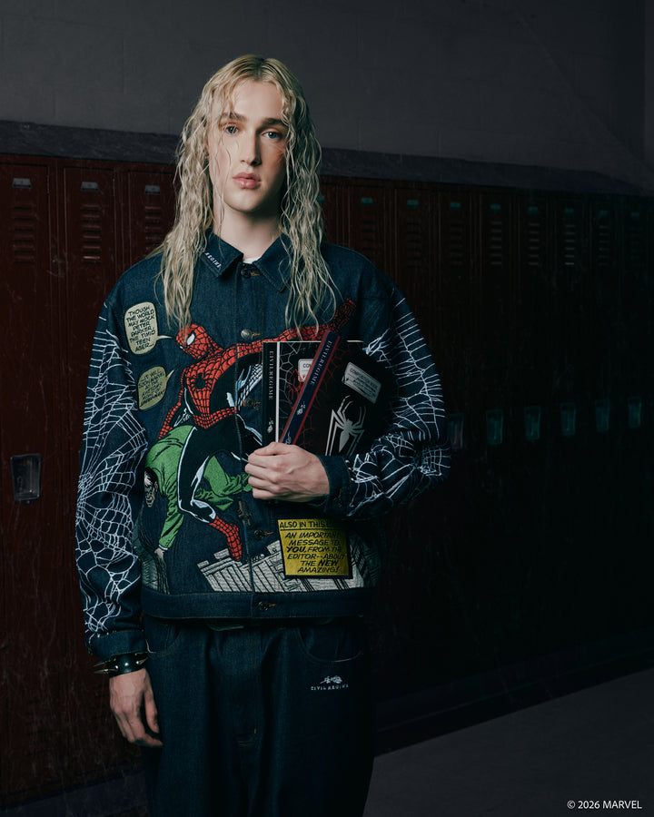 Webs From Concrete Raw Denim Jacket in Denim Blue