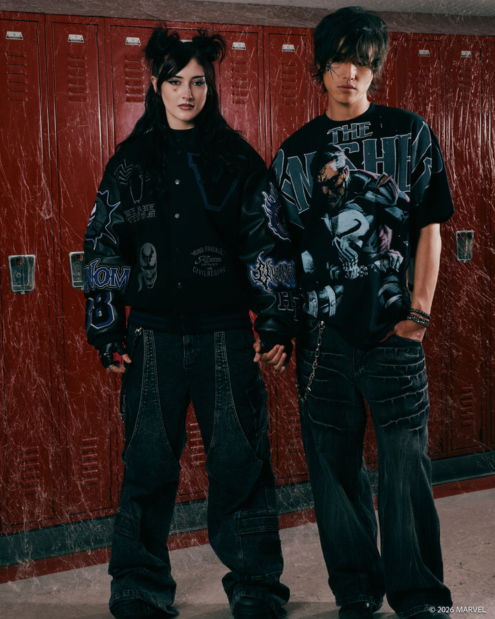 We Are Chaos Letterman Jacket in Black
