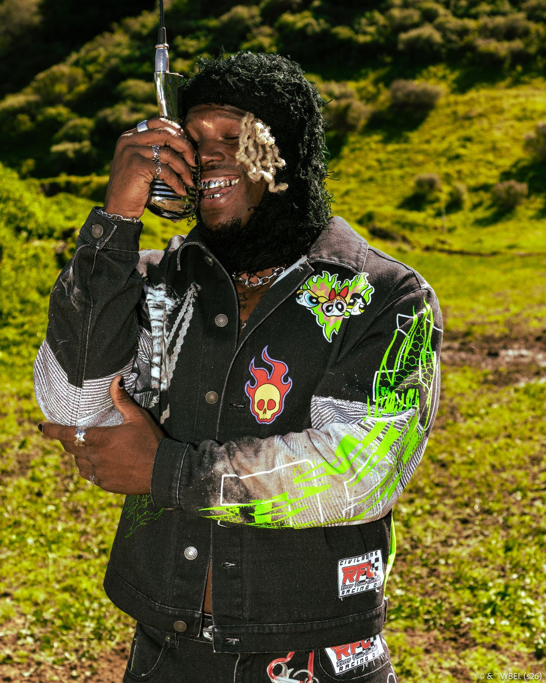 Throttle Sparks Raw Denim Jean Jacket in Black Washed Denim