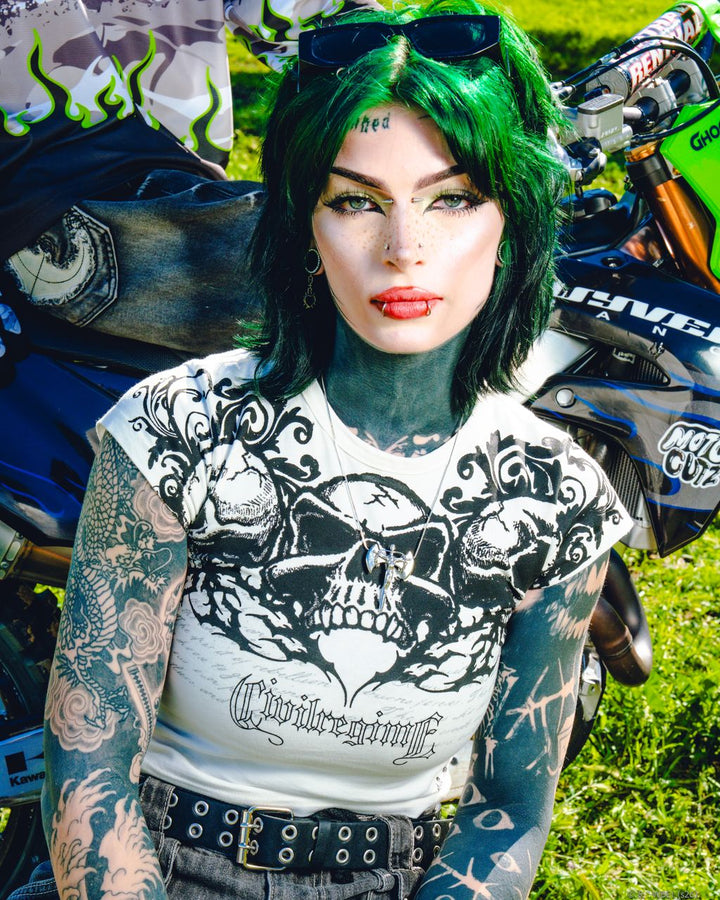 Rotten FMR Baby Tee in White