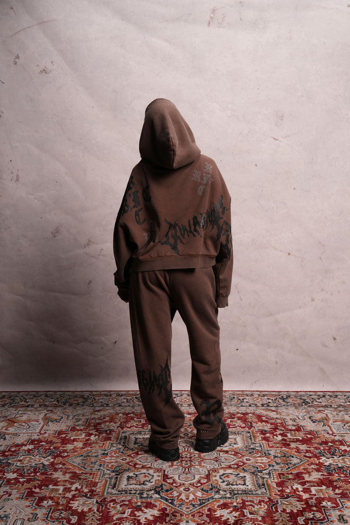 Eternal Chaos Wide Leg Fleece Pants in Sun Faded Brown